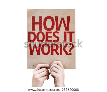 How Does It Work? card isolated on white background