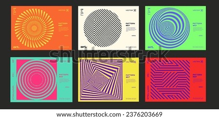 Minimal Bauhaus Abstract Posters Set. Swiss Design composition with geometric shapes. Modern pattern. Optical Illusion Background.  Royalty-Free Stock Photo #2376203669