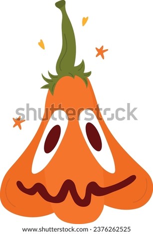 Pumpkins with smiling face drawn in a cute cartoon style.