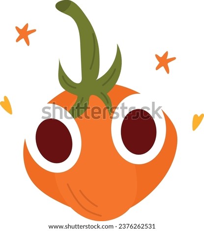 Pumpkins with face drawn in a cute cartoon style.