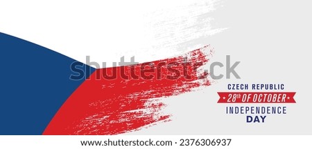 Czech Republic happy independence day greeting card, banner vector illustration. Czechia national holiday 28th of October design element with distressed flag