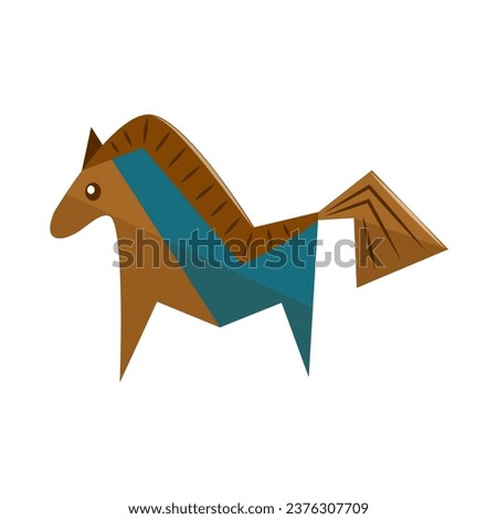New Year's Christmas tree toy horse in vintage style. Children's ceramic toy. Christmas gift. Flat vector illustration.
