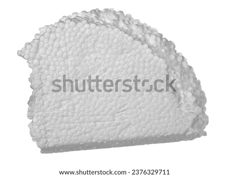 Styrofoam piece flying isolated on white, clipping path Royalty-Free Stock Photo #2376329711
