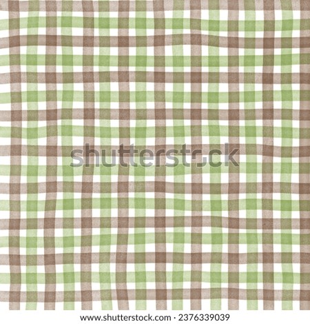 Green Brown Gingham Check Hand Drawn Background