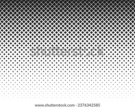 Halftone pattern. Black and white halftone rhomboid gradient. Geometric diamond halftone. Transparent background.