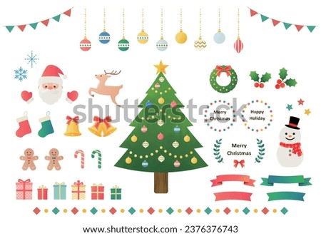 Cute Christmas illustration and frame set.