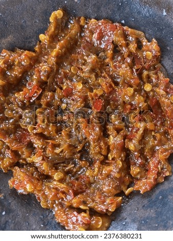 indonesian sambal terasi or chili shrimp paste stock image