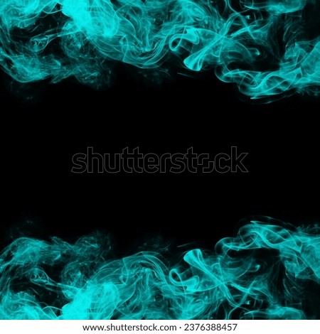 Abstract Cyan Smoke Frame On Black Background Royalty-Free Stock Photo #2376388457