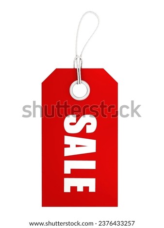 Red price tag, 3d render Royalty-Free Stock Photo #2376433257