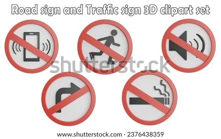 Road sign and traffic sign clipart element ,3D render road sign concept isolated on white background icon set No.12