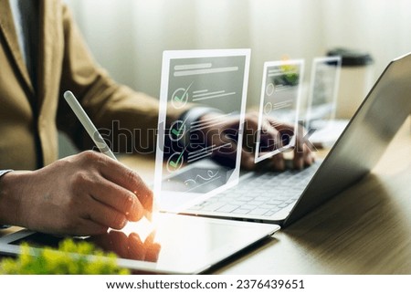 Electronic Signature Concept. Businessman signing documents online on tablet, Online document signing management system e-Signature, Digital Signature, business contract