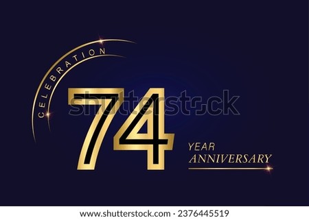  74 year anniversary vector banner template.Dark Blue Golden Royal anniversary Graphics Background.Growing Elegant Shine Spark. Luxury Premium Corporate Abstract Design Template.modern Shape Post.