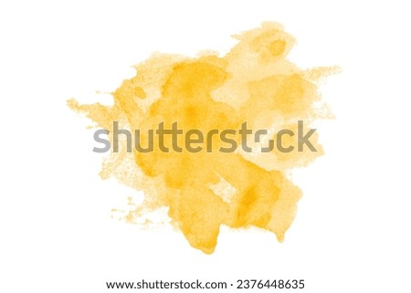 yellow watercolor background. Artistic hand paint. isolated on white background Royalty-Free Stock Photo #2376448635