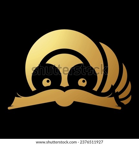 Gold Abstract Simplistic Book Worm Icon on a Black Background
