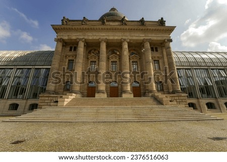 Bavarian State Chancellery Building, Bayerische Staatskanzlei in Munich is a government building with beautiful architecture and is the official executive office of the Bavarian Minister President.  Royalty-Free Stock Photo #2376516063