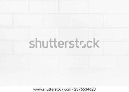 Elegant white abstract stage with white glossy ceramic rectangle tile wall, mockup abstract interior of bathroom, kitchen or scene for presentation, show, design in classic mediterranean style.