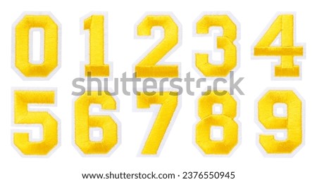 embroidery number 0-9 isolated on white background Royalty-Free Stock Photo #2376550945