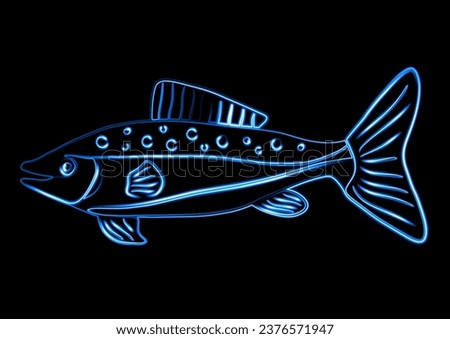 Vector isolated illustration of a fish with neon effect.