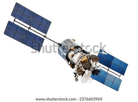 Modern telecommunication space satellite Express A isolated Royalty-Free Stock Photo #2376603969