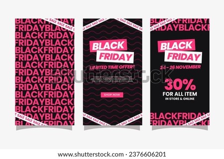 Stories template for black friday black and pink