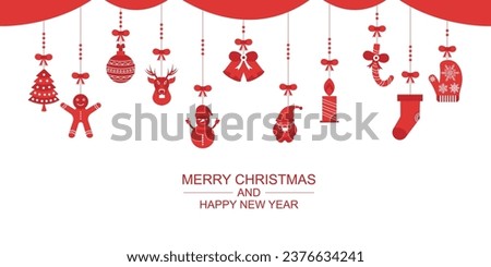 Christmas ornament hanging red isolated background