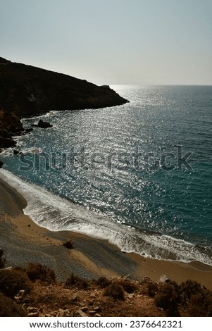 Bay with lonely Beach on kalymnos Island greece. High quality photo