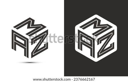 MAZ letter logo design with illustrator cube logo, vector logo modern alphabet font overlap style. Premium Business logo icon. White color on black background