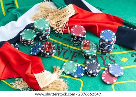 Black Jack casino table with cards and chips