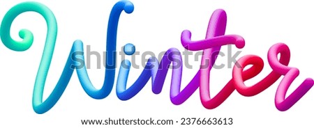 Winter fluid text with dynamic curved lines made of blended colorful circles. Vector illustration.