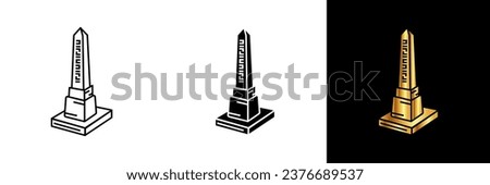 The Obelisk icon, reminiscent of ancient Egyptian architecture, symbolizes power, stability, and the connection between heaven and earth. Royalty-Free Stock Photo #2376689537