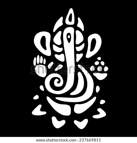 Hindu God Ganesha (Ganapati). Vector hand drawn illustration.