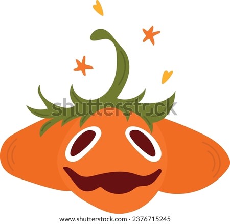Pumpkins with happy face drawn in a cute cartoon style.