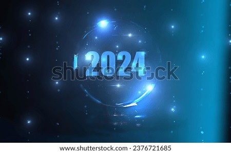 New year 2024 displayed glass ball , year planing, shiny 2024 glitter light glass ball ,2024 life prediction, good and happiness magic year, Life manifesting background Royalty-Free Stock Photo #2376721685