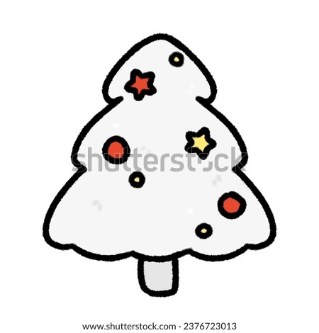 Cute White Christmas tree Doodle element, Festival signs and symbols, Hand drawn in doodle style.