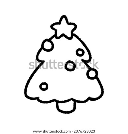 Cute line Christmas tree Doodle element, Festival signs and symbols, Hand drawn in doodle style.