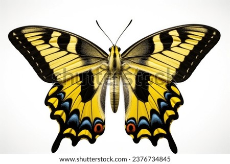Yellow butterfly isolated on a white background