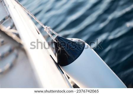 Close up picture of a sailing yacht parts