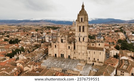 drone photo Segovia cathedral, catedral de Segovia Spain Europe
