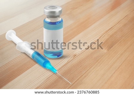 Penicillin Antibiotic Injection vial on the desk Royalty-Free Stock Photo #2376760885