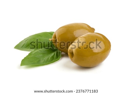 Green olives, isolated on a white background