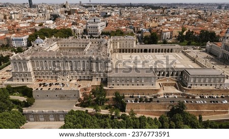 Drone photo Madrid Royal Palace, Palacio Real de Madrid Spain Europe
