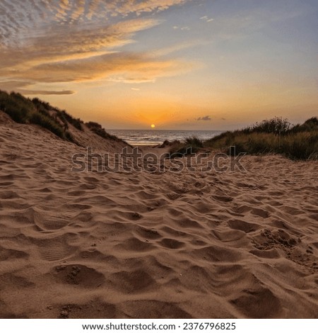 Formby beach near Liverpool England, sunset view.