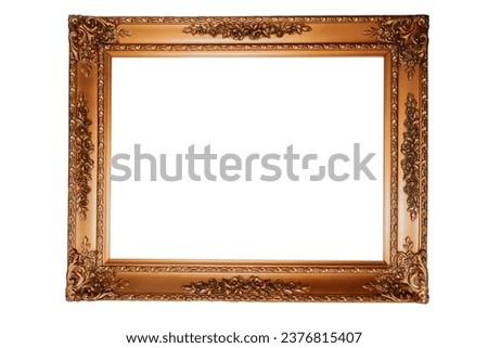 Old royal gold frame white or PNG not background, Vintage photo frame idea, antique, vector design pattern, vintage golden rectangle.