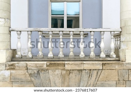 Wooden balustrade in marble back
