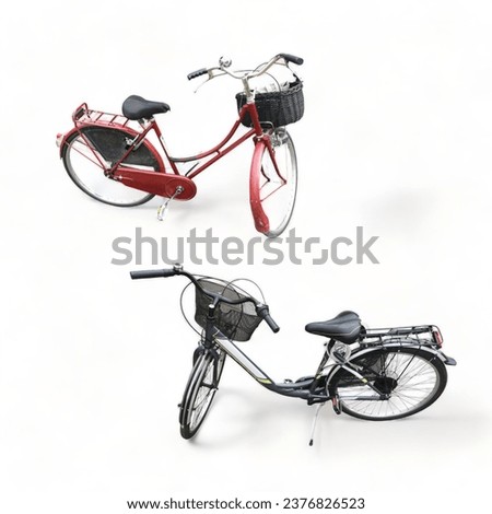 Women's bicycle with basket on white background