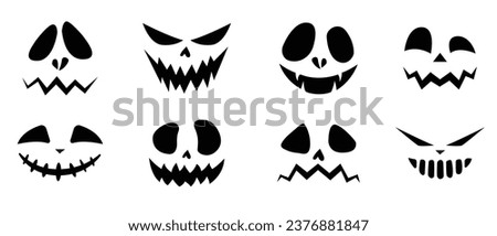Scary Halloween pumpkin faces icons set, Vector illustration