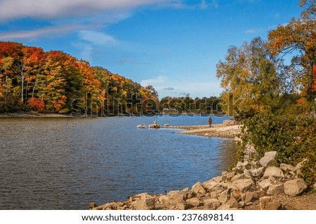 Fall Color at small lake in Ontario Canada Royalty-Free Stock Photo #2376898141