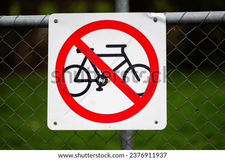 no bike riding sign in a park in australia