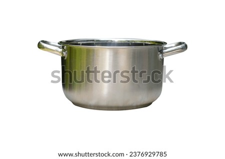 Stainless steel pot. Side view. isolated on white background with clipping path