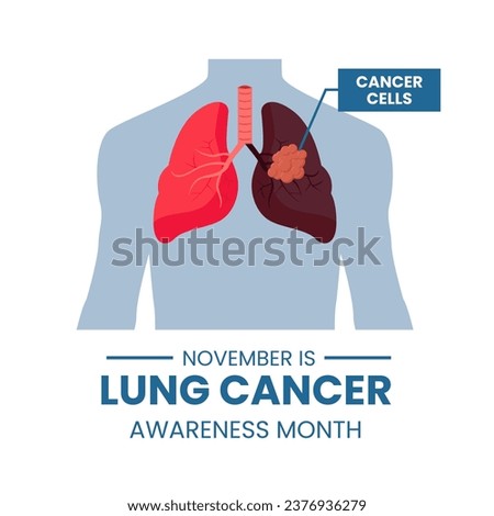 Human anatomy with lung organs infected with cancer vector graphic suitable for Lung Cancer Awareness Month